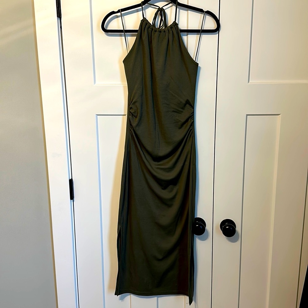 Green knit halter dress